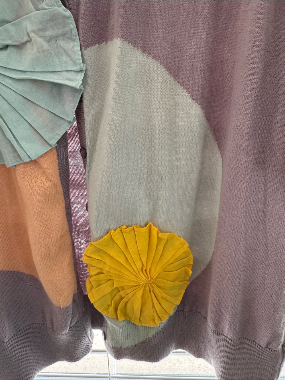 Anthropologie - Moth Taupe Camisole with Mint, Mustard & Peach Rosettes - Picture 3 of 5
